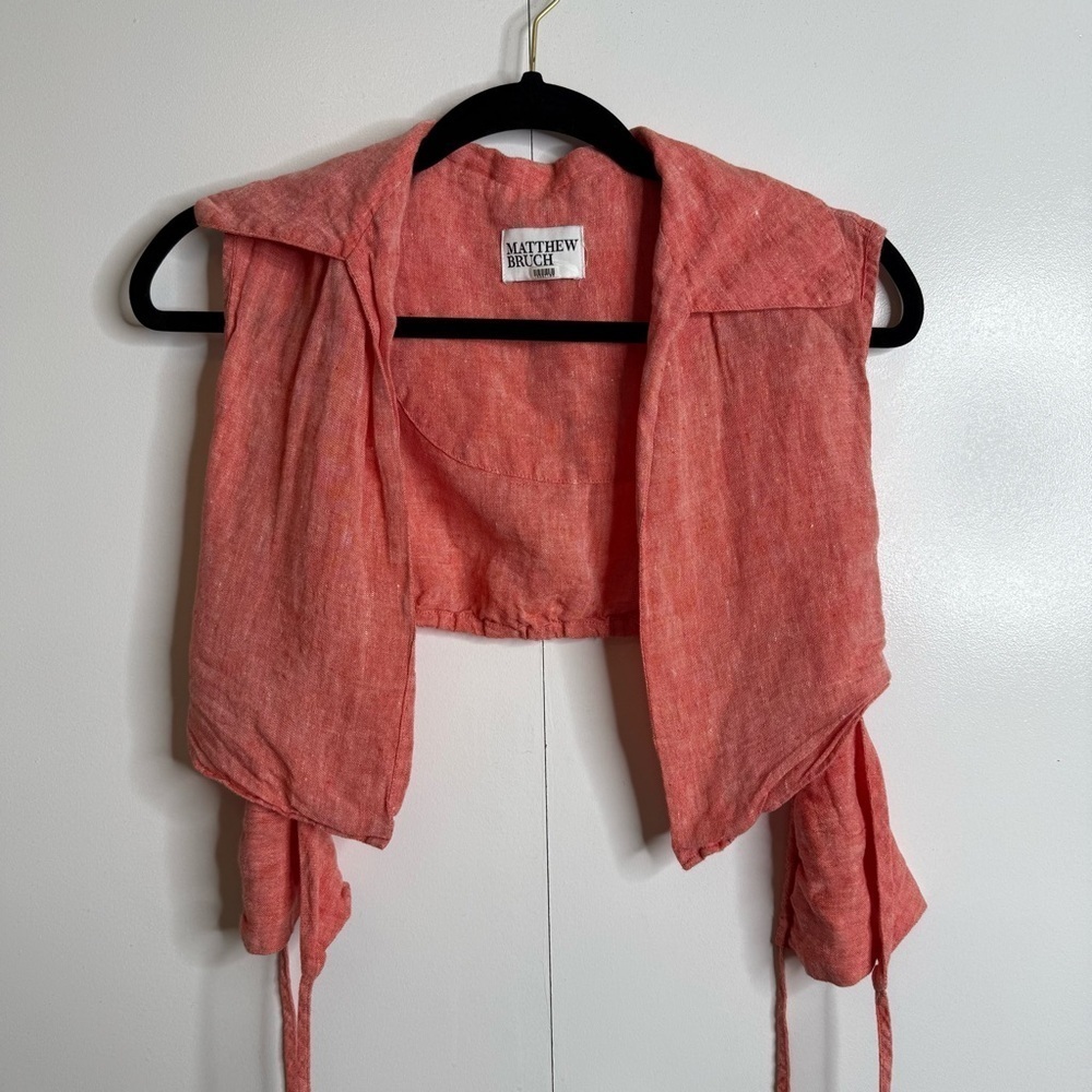Matthew Bruch Vest with Triangle Linen Top - Red - Small - Picture 6 of 10